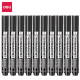 AOOKMIYA 10PCS/BOX Deli S552 Inkable Marker Permanent Marker Pen Paint Marker  Black Blue Red 3 Colors Ink Changeable Pen