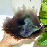 Natural Agate Stone Crystal Druzy Geode Bougainvillea Fish Statue Meditation Energy Healing Feng Shui Crystal Room Decoration