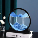 AOOKMIYA 3D Moving Sand Art Picture Round Glass Deep Sea Sandscape Hourglass Quicksand Craft Flowing Sand Painting Office Home Decor Gift