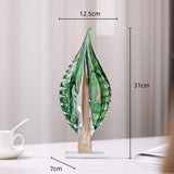 AOOKMIYA Glass Tree Transparent Glass Ornaments Simulated Plant Sculpture Leaves Decorative Figurines Home Decoration Accessories