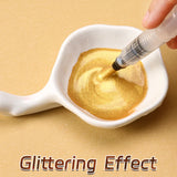 AOOKMIYA 6 Colors Metallic Watercolor Glitter Solid Pigment,Professional Flash Golden Slivery Starry Iridescent Paints for Adults,Artists