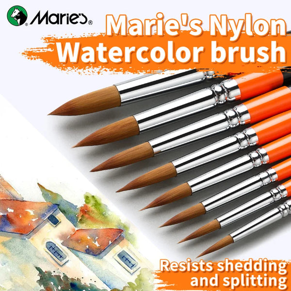 AOOKMIYA 8pcs Marie's Point-round Tips Paint Brushes Set,Nylon Hair Paintbrushes for Oil,Watercolor,Tempera,Canvas for Adults,Hobbistis