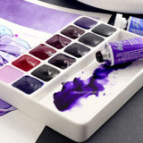 AOOKMIYA Purple Series White Night Watercolor Paint Packed 0.5/1ML12 Color Portable Watercolor Box Master Painting Art Supplies