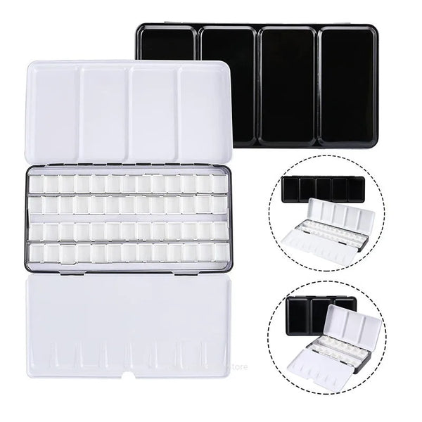 AOOKMIYA Empty Metal Watercolor Tin Palette with Detachable Empty Half Pans for DIY Travel Watercolor Palette Paint Case Art Supplies