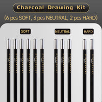 AOOKMIYA 12pcs Marie's Charcoal Pencils Set for Drawing, Sketching,Shading,for Artists,Professional - Soft Medium and Hard Tips Blending