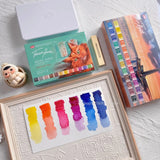 AOOKMIYA New Color Russian White Night Solid Watercolor Paint Set 12/24 Colors Zoology Modern History Painting Art Supplies