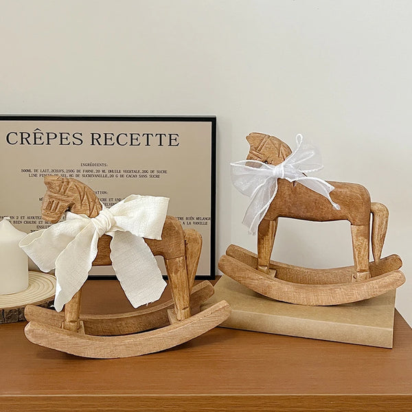 AOOKMIYA ART+ Creative Gifts Creative Hand Carved Wooden Horse Series Retro Style Rocking Horse Desktop Decoration Ornament for Friends Commemorative Gift
