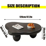 Modern Coffee Table Cloud Shape Low Coffee Table Cartoon Irregular Indoor Tea Table with 3 Oval Leg for Living Room (47in)
