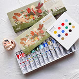 AOOKMIYA Holbein&Rebecca Green Co Branded Acrylic Gouache Set 12 Colors 20ml Opaque Suitable for All Surface Acrylic Painting Supplies