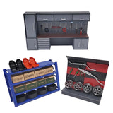 1:18 Scale Garage Diorama Tool Cabinet Set - Advanced DIY Assembly Display Model for Collectors, pvc & Metal Car Workshop Scene