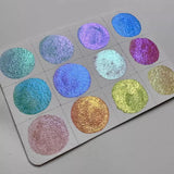 AOOKMIYA Pearl/Chameleon Watercolor Pig Test Points 9/12 Color Trial Sample Painting Calligraphy Nail Art Glitter Watercolor Art Supplies