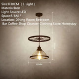 American Style Countryside Creative Personality Industrial Style Pendant Light Restaurant Bar Iron Wheel Creative Pendant Light