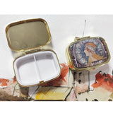 AOOKMIYA Mini Portable Watercolor Paint Box Metal Watercolor Sub-packing Box Pigment Moisturizing Box Sketch Painting Art Supplies
