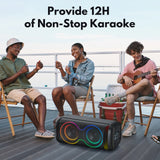 JYX Large Party Speaker, Wireless Bluetooth Speaker with Microphone, LED Party Light