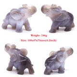 Elephant Statue Natural Gray Agate Geode Crystal Carved Reiki Healing Stone Animal Figurine Handicraft Home Decoration Ornaments