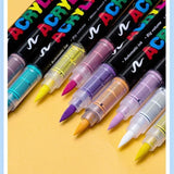16 Colors Direct-liquid Acrylic Marker Pen Waterproof Pen Soft Brush Nib for Glass Stone Metal Glass Art Supplies Stationery