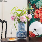 Classical Blue and White Porcelain Vase Flower and Bird Patterns Storage Jar Table Decoration Flower Arrangement Plant Pots