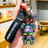 AOOKMIYA ART+ Creative Gifts Creative Electroplated XX Eyes Cartoon Bear Keyring Delicate Acrylic Animal Keychain Trend Car Bag Key Chains for Women Couple