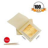 AOOKMIYA Gold Leaf Sheets Gold Flakes Foil 100pcs Practical 24K Gold In Craft Paper Arts Decoration Wall Handicrafts Gilding