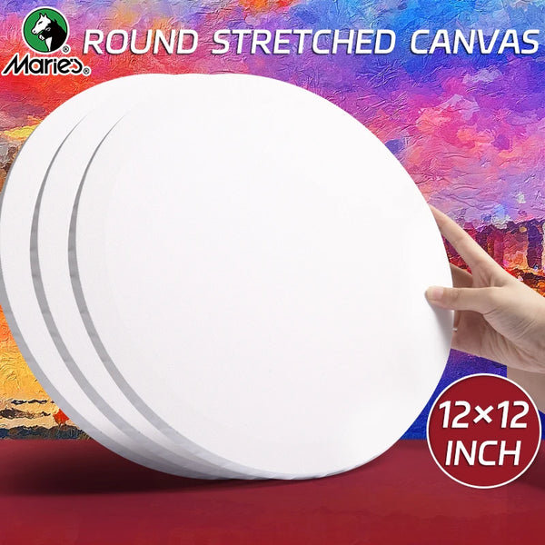 AOOKMIYA Marie's Round Prepared Canvas,Circular Blank Stretched Canvas for Acrylic,Gouache, Tempera,Flow Pouring Paint,for Childs,Adults