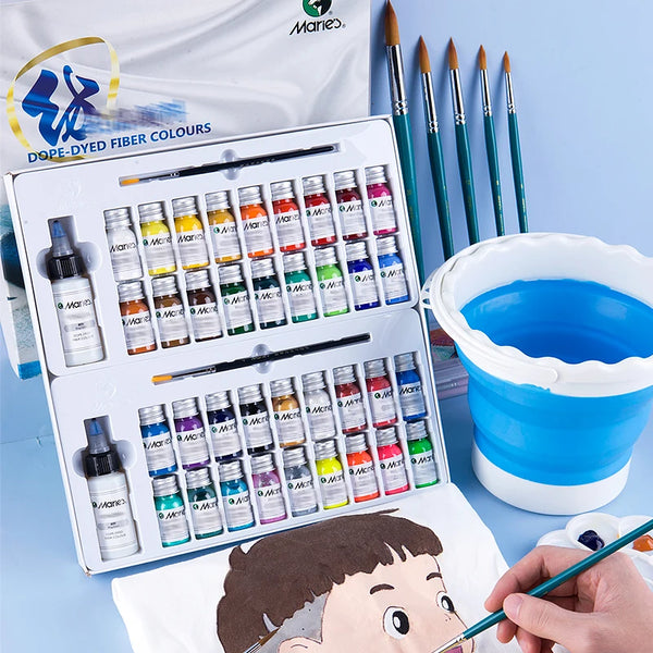 AOOKMIYA Marie's 12/18/24/36 Colors Waterproof Fabric Paint Set for Clothes Permanent for T-shirts,Shoes,Jeans,Canvas,DIY Projects