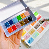 AOOKMIYA Japan's Kusakabe 2023 New Layered Color 12-color Precipitation Color Watercolor Paint Sub-package Artist's Painting Art Supplies