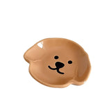AOOKMIYA Ceramic Paint Palette Cute Pet Puppy Bear Washing Brush Plate Mini Portable Paint Tray Watercolor Painting Nail Art Supplies