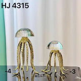 Luxury Crystal Jellyfish Ocean Art Theme Ornament Living Room Desktop Sample Metal Soft Decoration