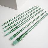 AOOKMIYA Watercolor Brush Set Nylon Hair Round Head Flat Head Fresh Green Pole Brush Art Students Special Painting Supplies