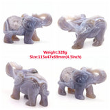 Elephant Statue Natural Gray Agate Geode Crystal Carved Reiki Healing Stone Animal Figurine Handicraft Home Decoration Ornaments