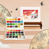 AOOKMIYA Travel Pack Solid Watercolor24 Colors0.5ML Portable Pigment Box Chinese Style Transparent Watercolor Student Sketch Art Supplies