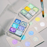Portable 6 Colors 1ML Handmade Solid Pearlescent Watercolor Pigment Metallic Glitter Manicure Painted Nail Art Supplies