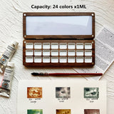 AOOKMIYA Empty Portable Watercolor Palette  24 Colors 1ML Wooden Watercolor Box Paint Tray Artist Travel Aquarelas Painting Art Supplies