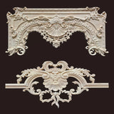 Wood Carved Long Onlay Applique Unpainted Frame Door Decal Working Carpenter Home Wedding Decoration Wood Figurines for Decor
