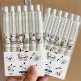 6pcs Cartoon Gel Pen Hello Kitty Cartoon Cinnamoroll Kuromi Quick Drying Black 0.5mm Ballpoint Pen Student Stationery Supplies