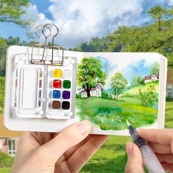 AOOKMIYA Acrylic Mini Watercolor Palette Empty 8/15 Grid Portable Paint Box Travel Painting Watercolor Packaging Paint Tray Art Supplies