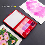 AOOKMIYA Red/pink 12-color Watercolor Paint Repackaging Package 0.5/1/2ML Mini Travel Portable Watercolor Box Painting Supplies
