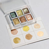 Portable 6 Colors 1ML Handmade Solid Pearlescent Watercolor Pigment Metallic Glitter Manicure Painted Nail Art Supplies
