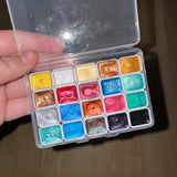 AOOKMIYA Shimmer 20 Colors Watercolors Paint Set,Sparkly,Metallic, Glitter Solid Water Color Paints for Artists, Students, Hobbyists