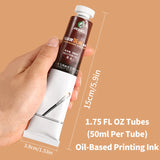 AOOKMIYA Marie's 6 Colors 50ml/1.69 oz Printmaking Inks,Oil-Based Printing Paint Linoleum Blocks on Paper Glue Board Wood,Wall for Adults