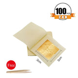 AOOKMIYA Gold Leaf Sheets Gold Flakes Foil 100pcs Practical 24K Gold In Craft Paper Arts Decoration Wall Handicrafts Gilding
