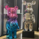 50/80cm Plating Bear Figure Aesthetic Violent Bear Statue Large Sculpture Figurine Luxury Livingroom Decoration Home Ornament