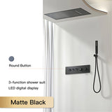 Luxury  black brass shower system wall-mounted LED digital display design Cold & hot dual-control 4-function ceiling shower Tap