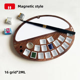 AOOKMIYA Empty Wooden Watercolor Box 24 Colors 2ML Watercolor Sub-packing Box Black Walnut Portable Palette Painting Art Supplies