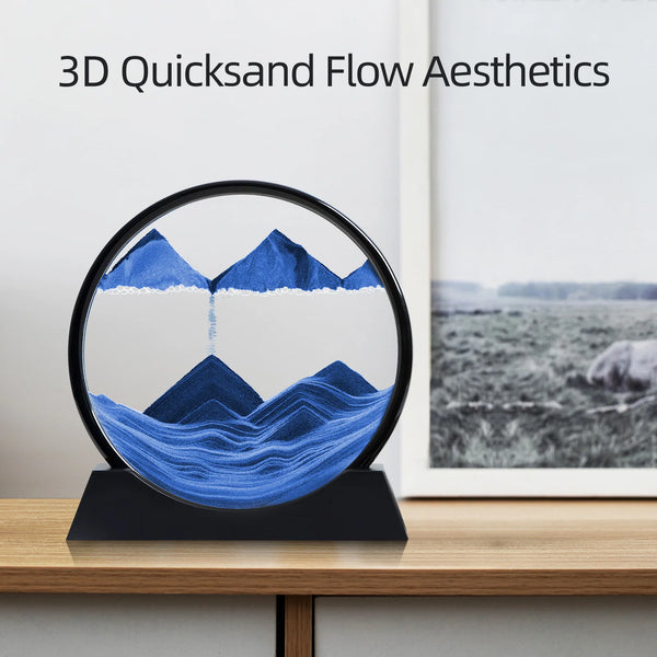 AOOKMIYA 3D Moving Sand Art Picture Round Glass Deep Sea Sandscape Hourglass Quicksand Craft Flowing Sand Painting Office Home Decor Gift