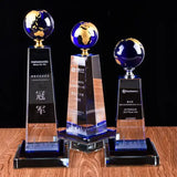 AOOKMIYA Custom Gold-Plated Dancing Metal Souvenir Trophy Cups Award Trophy Black Glass Crystal Base Manufacturer Metal Crafts Product