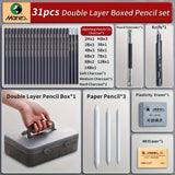 AOOKMIYA Marie's Large Capacity Pencil Set,31pcs/44pcs,Double Layer Box for Sketching & Painting for Adults,Students,and Artists