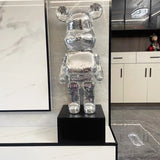 AOOKMIYA 80cm Flash Bear Figurine Giant Disco Mirror Bear Statue Large Interior Sculpture Luxury Livingroom Decoration Home Ornament