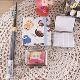AOOKMIYA 12 Color Paint Box Portable Painting Supplies Watercolor Color Dispenser Tin Box Mini Flower Paint Container  AOOKMIYA.COM