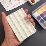 AOOKMIYA Empty Ceramic Palette Watercolor Palette 18/24 Grid Watercolor Paint Tray Artist Travel Painting Portable Art Supplies